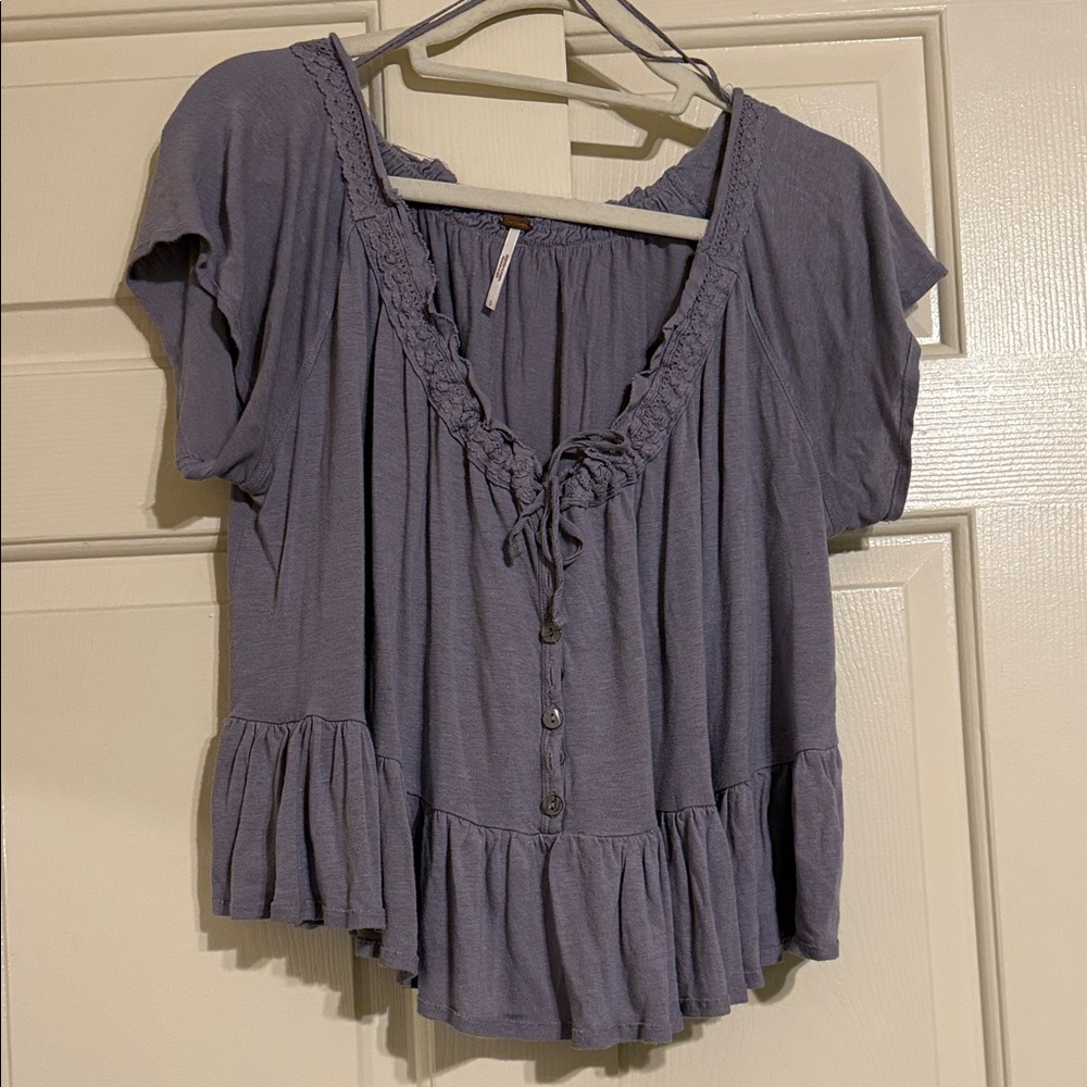 Free People Purple Ruffled Blouse
